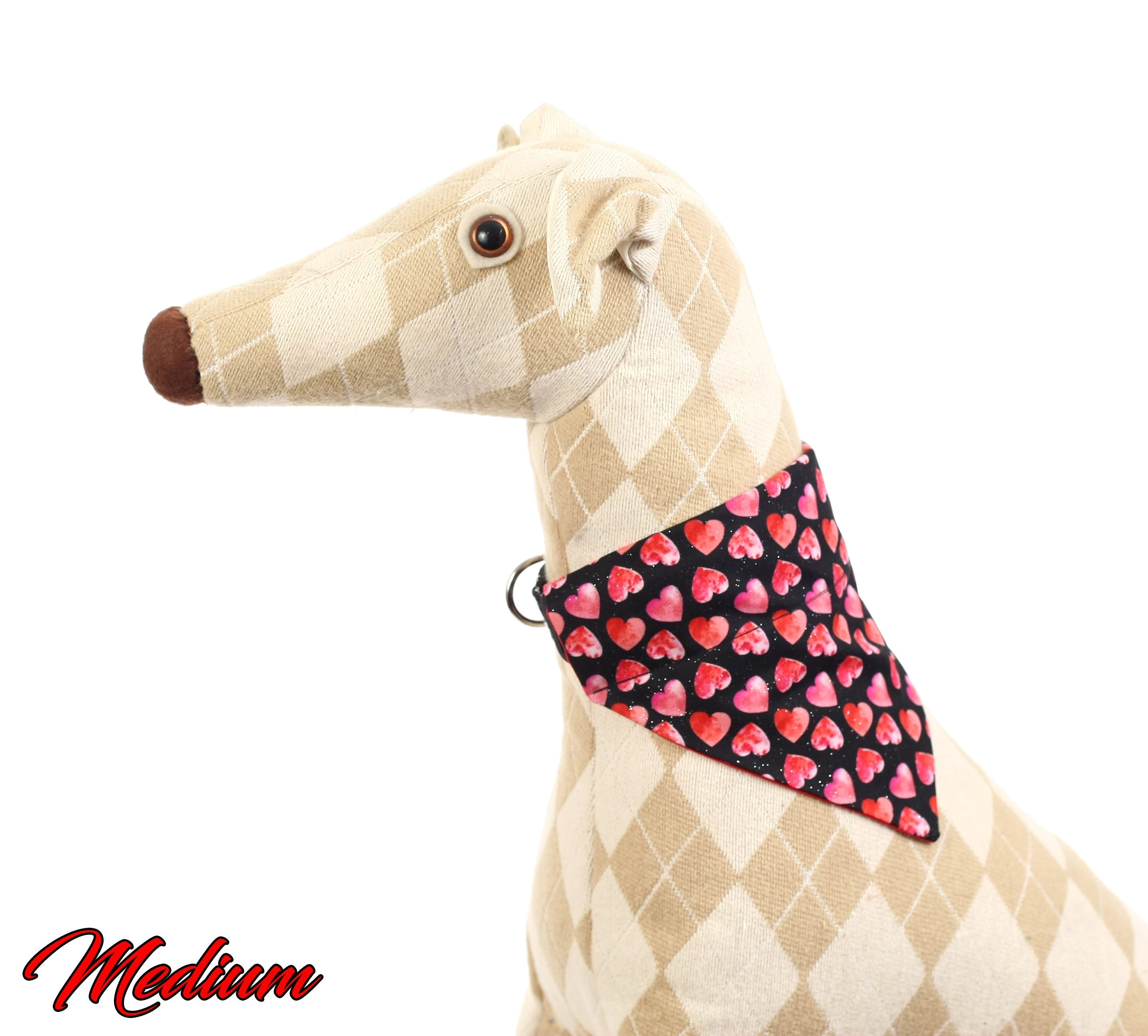 Pink and Red Hearts on Black Pet Scarf