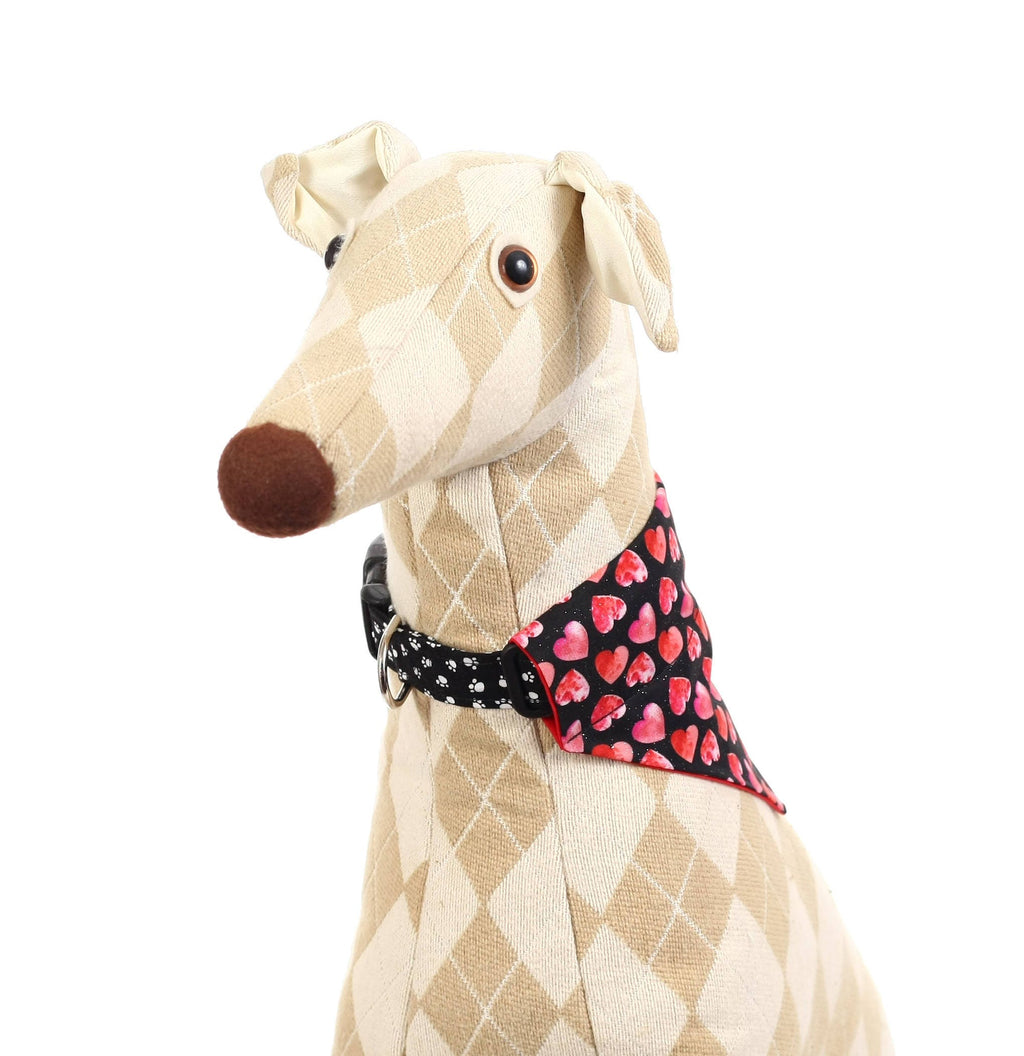 Pink and Red Hearts on Black Pet Scarf