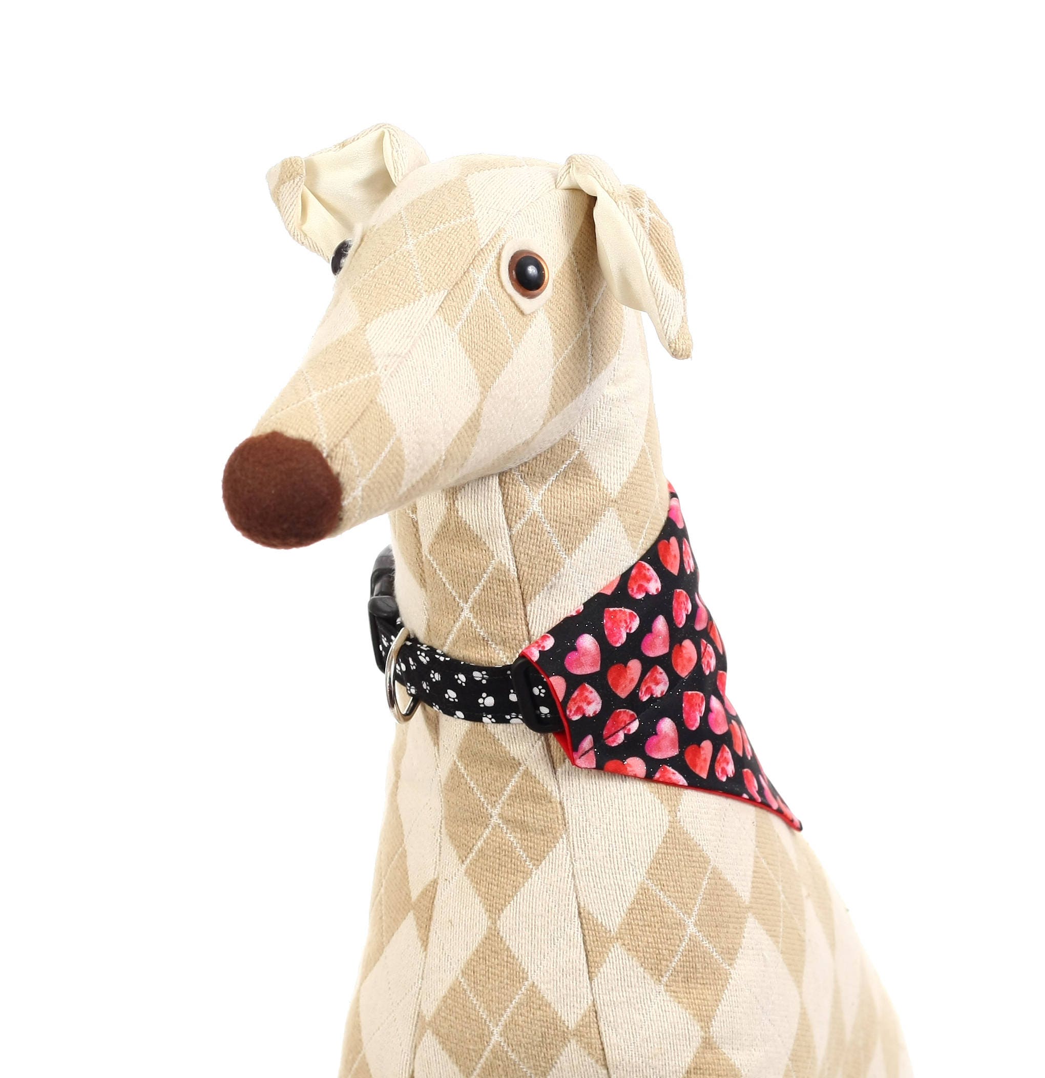 Pink and Red Hearts on Black Pet Scarf